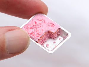 Pink Brownie (Pinkie!) in Metal Oven Dish - Handmade Miniature Food
