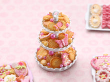 Load image into Gallery viewer, Pink Iced Butter Cookies (Paris, Bonne Maman) Presented on Three Tier Stand - OOAK Handmade Miniature