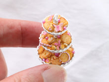 Load image into Gallery viewer, Pink Iced Butter Cookies (Paris, Bonne Maman) Presented on Three Tier Stand - OOAK Handmade Miniature