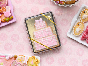 Pink Cake Cookie Gift Box - Handmade Miniature Dollhouse Food