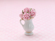 Load image into Gallery viewer, Pale Pink Rose Bouquet in Porcelain Jug - Dollhouse Miniature Decoration