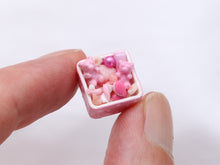 Load image into Gallery viewer, Square Box of Pink Treats, Bears, Marshmallow Twists, Calissons, Berlingots - Handmade Miniature Food