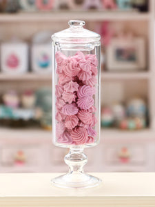 Tall Glass Jar of Pink Meringues - Handmade Miniature Food