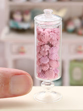 Load image into Gallery viewer, Tall Glass Jar of Pink Meringues - Handmade Miniature Food
