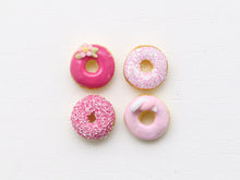 Load image into Gallery viewer, Four Loose Pink Miniature Donuts - Handmade Miniature Food