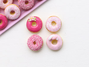 Four Loose Pink Miniature Donuts - Handmade Miniature Food