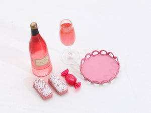 Ladurée Pink Champagne with Pink Fossier Biscuits "Biscuit Roses de Reims" - Handmade Miniature Food