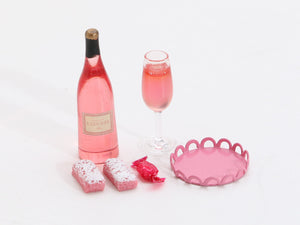 Ladurée Pink Champagne with Pink Fossier Biscuits "Biscuit Roses de Reims" - Handmade Miniature Food