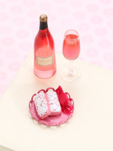 Ladurée Pink Champagne with Pink Fossier Biscuits "Biscuit Roses de Reims" - Handmade Miniature Food