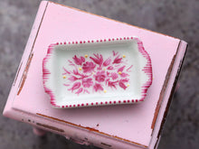 Load image into Gallery viewer, Miniature Porcelain Tray with Hand-painted Roses Decoration - Dollhouse Miniature Ornament