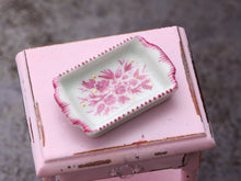 Load image into Gallery viewer, Miniature Porcelain Tray with Hand-painted Roses Decoration - Dollhouse Miniature Ornament