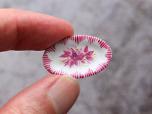 Load image into Gallery viewer, Miniature Ceramic Plate (Lines) with Hand-painted Roses Decoration - Dollhouse Miniature Ornament