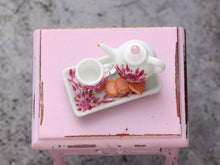Load image into Gallery viewer, Miniature Teatime and Biscuits Set with Hand-painted Roses Decoration - Dollhouse Miniature Ornament