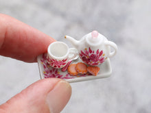 Load image into Gallery viewer, Miniature Teatime and Biscuits Set with Hand-painted Roses Decoration - Dollhouse Miniature Ornament