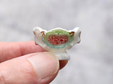 Load image into Gallery viewer, Miniature Porcelain Footed Bowl (Compotier) with Pink Flower Decoration - Dollhouse Miniature Ornament
