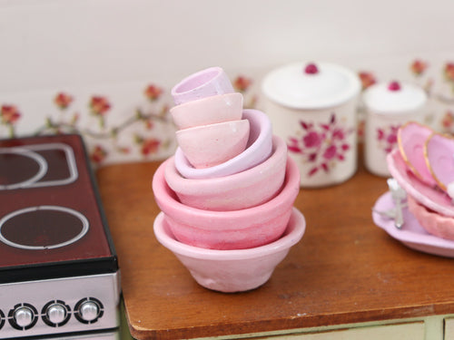 Pile of Pink Bowls - Dollhouse Miniature Decoration