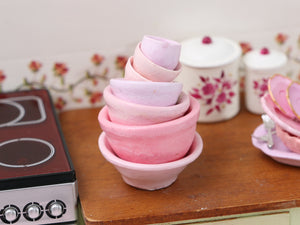 Pile of Pink Bowls - Dollhouse Miniature Decoration