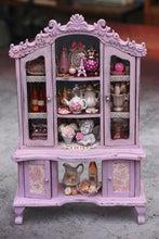 Load image into Gallery viewer, Spectacular OOAK Pink Hutch / Cabinet Filled with Handmade Miniatures - Dollhouse Furniture