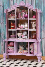Load image into Gallery viewer, Spectacular OOAK Pink Hutch / Cabinet Filled with Handmade Miniatures - Dollhouse Furniture