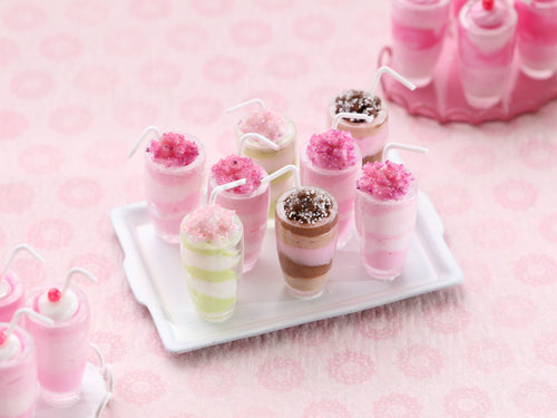Ice Cream Sundaes on Tray - Handmade Miniature Dollhouse Food in 12th Scale
