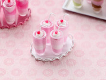 Load image into Gallery viewer, Pink Ice Cream Sundaes on White Tray - Handmade Miniature Dollhouse Food in 12th Scale