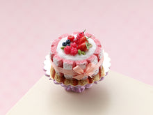 Load image into Gallery viewer, Pink Fossier &quot;Biscuit Roses de Reims&quot; Red Fruit Charlotte - Handmade Miniature Food