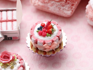 Pink Fossier "Biscuit Roses de Reims" Red Fruit Charlotte - Handmade Miniature Food