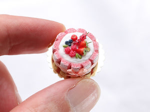 Pink Fossier "Biscuit Roses de Reims" Red Fruit Charlotte - Handmade Miniature Food