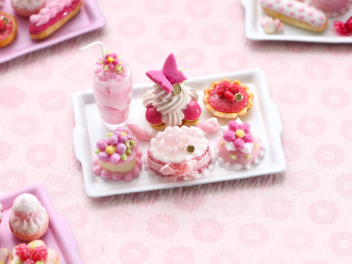 Pink miniature French pastries and treats - Handmade Miniature Food