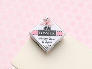 Tin of Pink Fossier Champagne Biscuits "Biscuit Roses de Reims" - Handmade Miniature Food