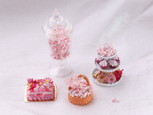 Pink Cookie and Treats Cake - Hello Kitty - Handmade Miniature Food
