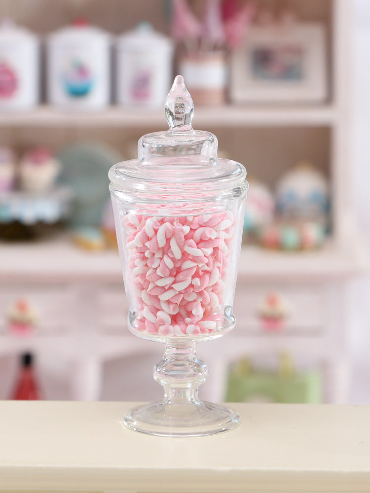 Large Glass Jar of Loose Pink and White Marshmallow Twists - Handmade Miniature Food