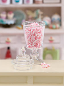 Large Glass Jar of Loose Pink and White Marshmallow Twists - Handmade Miniature Food