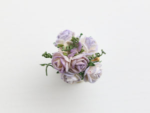 Lilac roses in coffee pot planter - OOAK - 12th scale miniature decoration