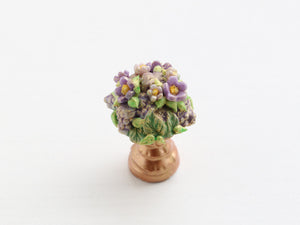 Miniature blossom decoration in golden planter - OOAK - 12th scale dollhouse miniature