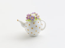 Load image into Gallery viewer, Lilac blossom and cameo miniature teapot - OOAK - 12th scale miniature