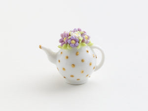 Lilac blossom and cameo miniature teapot - OOAK - 12th scale miniature