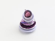 Load image into Gallery viewer, Pile of miniature tableware in lilac and purple - OOAK - dollhouse miniature