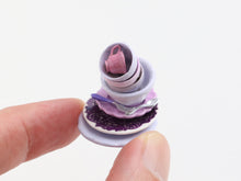 Load image into Gallery viewer, Pile of miniature tableware in lilac and purple - OOAK - dollhouse miniature