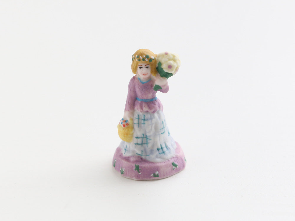 Vintage porcelain miniature figurine in lilac - OOAK - dollhouse decoration