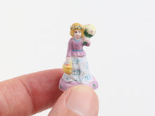 Load image into Gallery viewer, Vintage porcelain miniature figurine in lilac - OOAK - dollhouse decoration