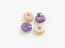 Load image into Gallery viewer, Lilac and purple miniature donuts - set of 4 - 12th scale handmade food
