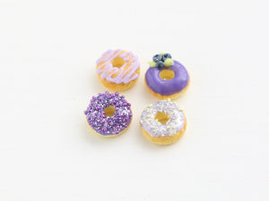 Lilac and purple miniature donuts - set of 4 - 12th scale handmade food