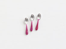 Load image into Gallery viewer, Set of Three Burgundy Dessert Spoons - Dollhouse Miniature