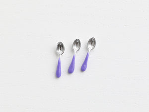 Set of Three Purple Dessert Spoons - Dollhouse Miniature