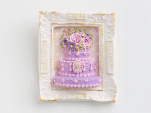 Load image into Gallery viewer, Lilac Celebration Cake Framed Wall Decoration - OOAK - Dollhouse Miniatures