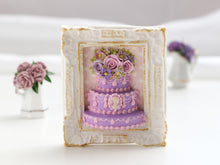 Load image into Gallery viewer, Lilac Celebration Cake Framed Wall Decoration - OOAK - Dollhouse Miniatures