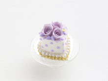 Load image into Gallery viewer, Lilac Roses Heartshaped Cake - Miniature Dollhouse Food