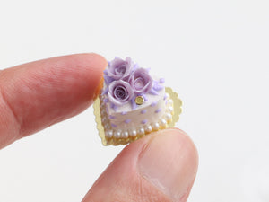 Lilac Roses Heartshaped Cake - Miniature Dollhouse Food