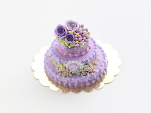 Three tiered oval celebration cake - OOAK - handmade miniature food